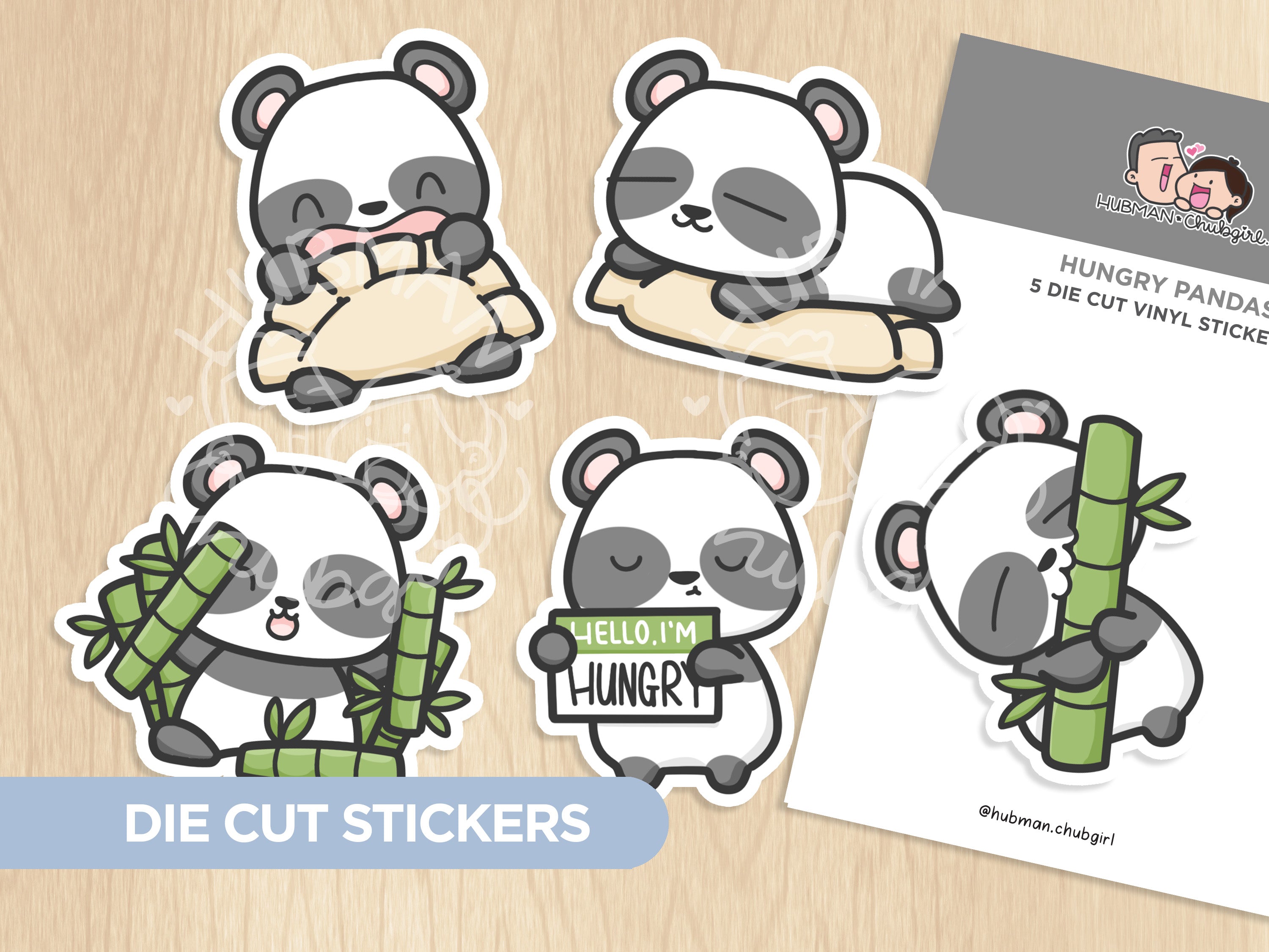 Hungry Pandas Die Cut Stickers