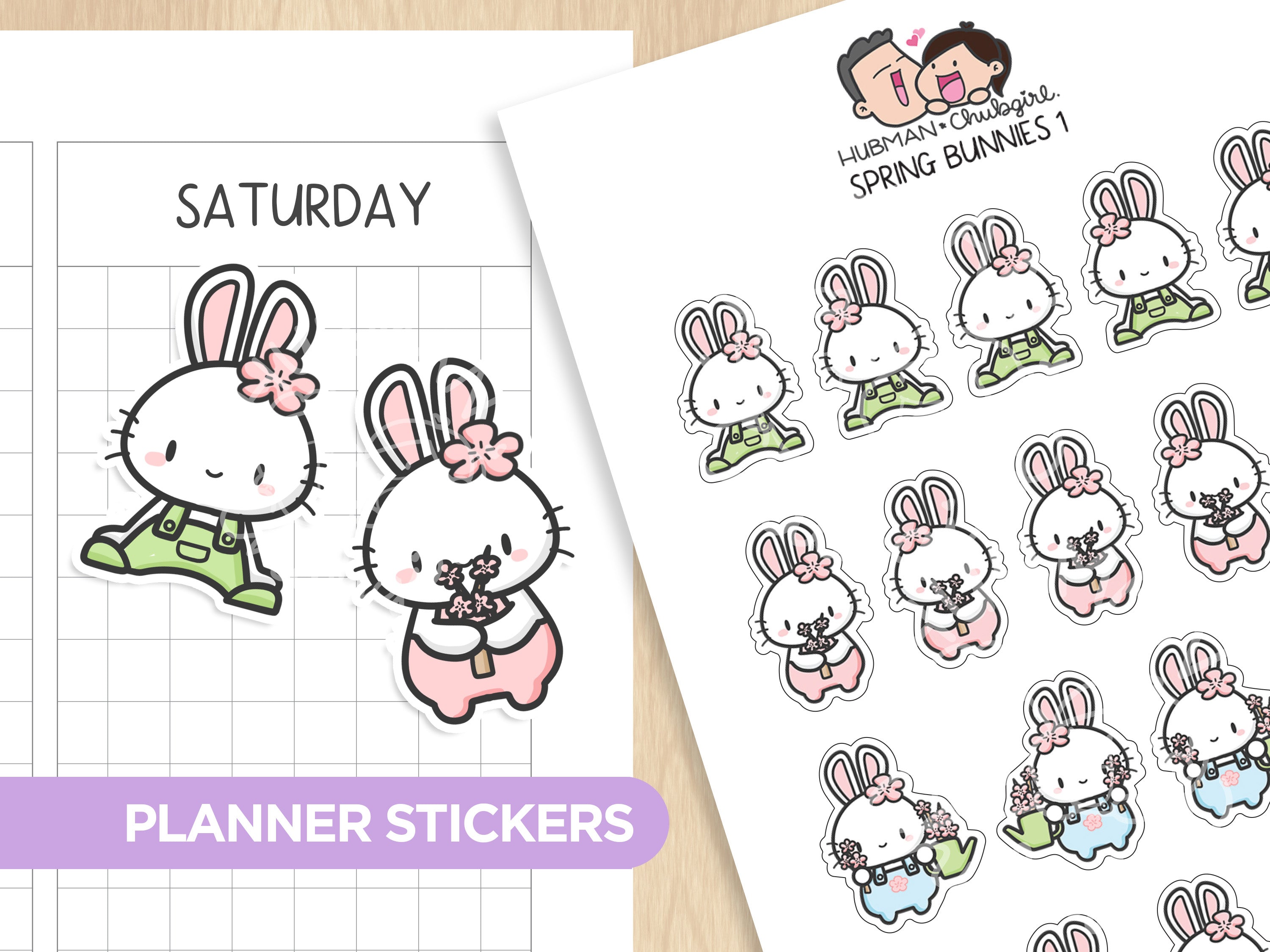 Spring Bunnies 1 Planner Stickers