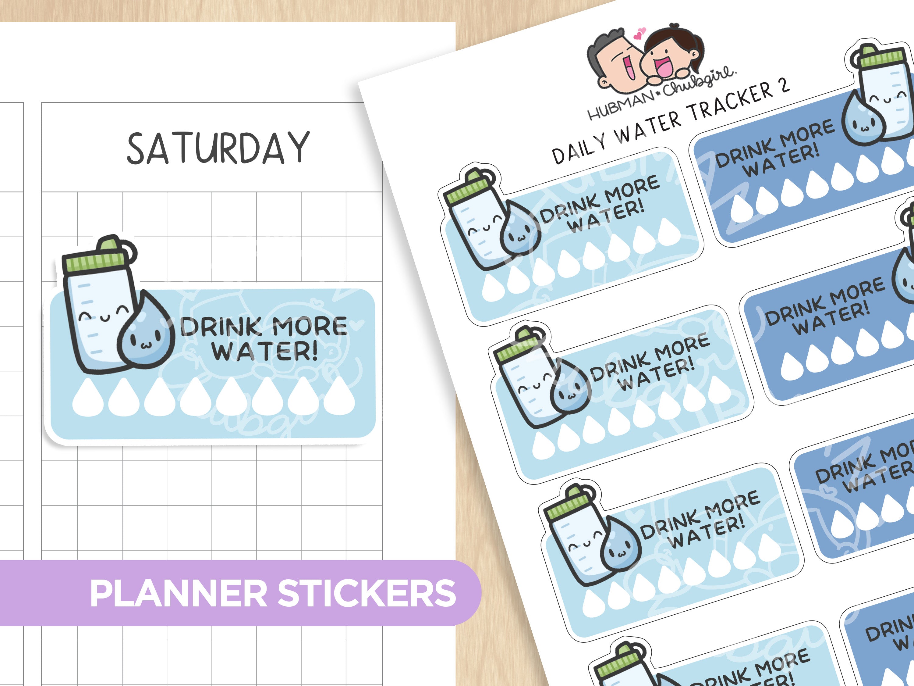 Daily Water Tracker 2 Planner Stickers